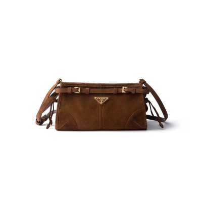 PRADA BONNIE SMALL SUEDE SHOULDER BAG 1BH215 (26*14*12cm)